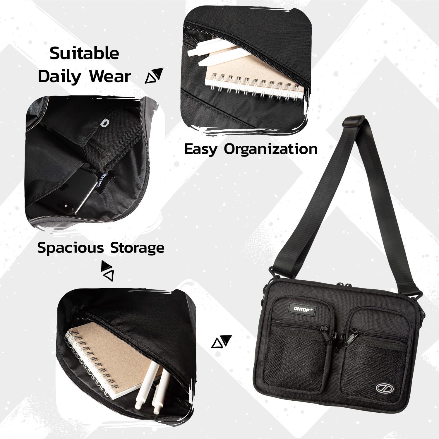Mesh Double Pocket Unisex Trendy Shoulder Bag 3