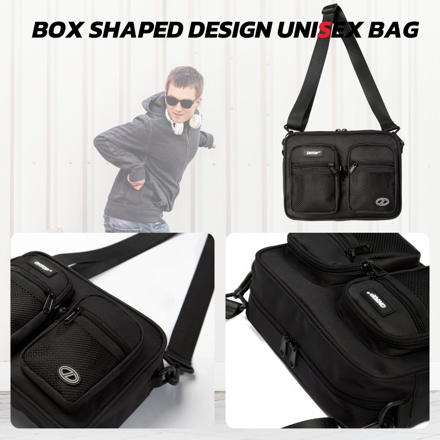 Mesh Double Pocket Unisex Trendy Shoulder Bag 5
