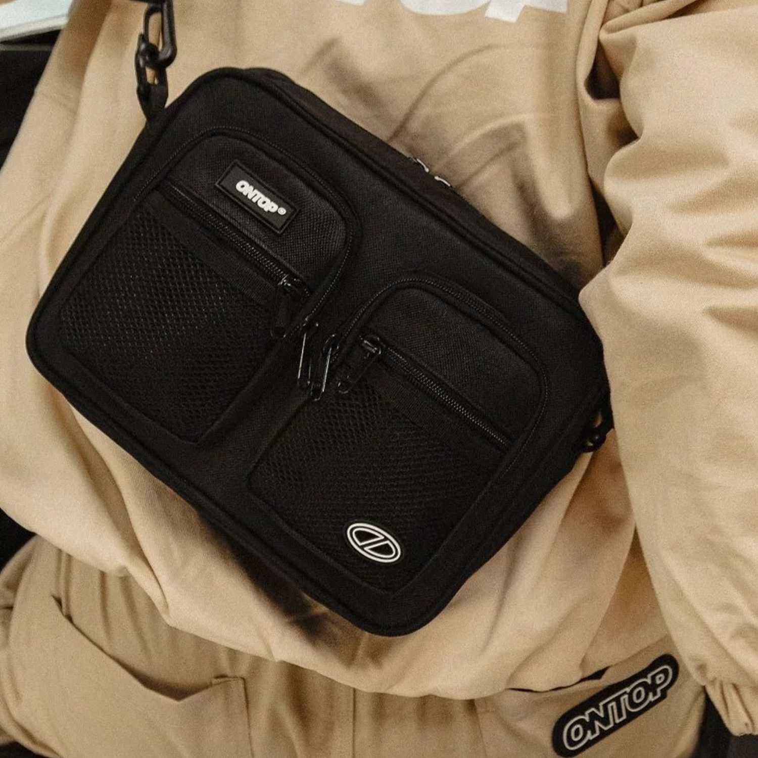 Mesh Double Pocket Unisex Trendy Shoulder Bag 7