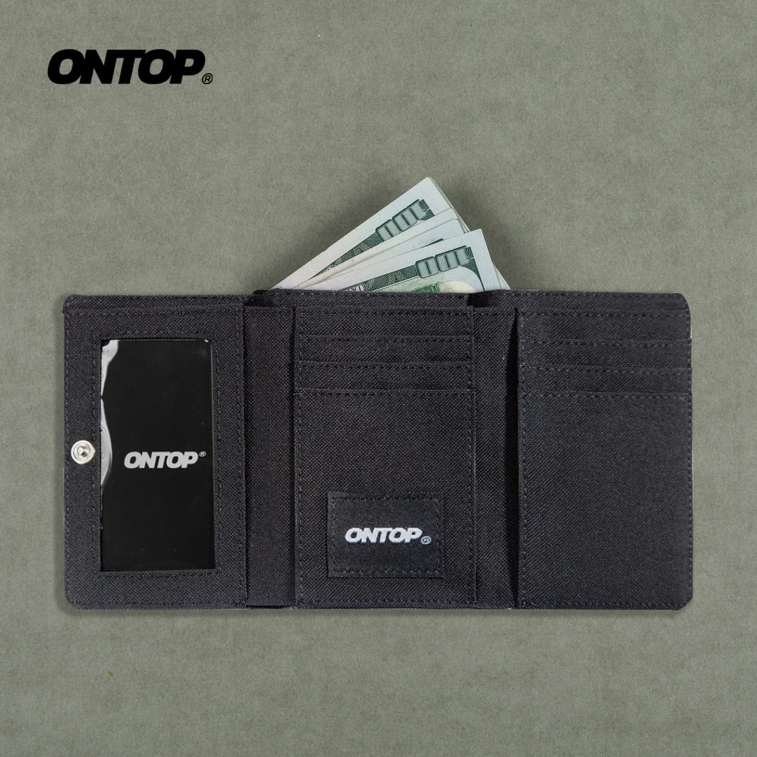 Trifold Wallet Card Holder Coin Purse Canvas 6