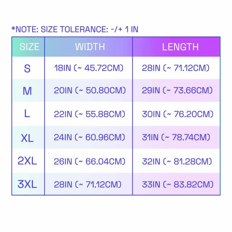 Cotton Tank top Size Guide
