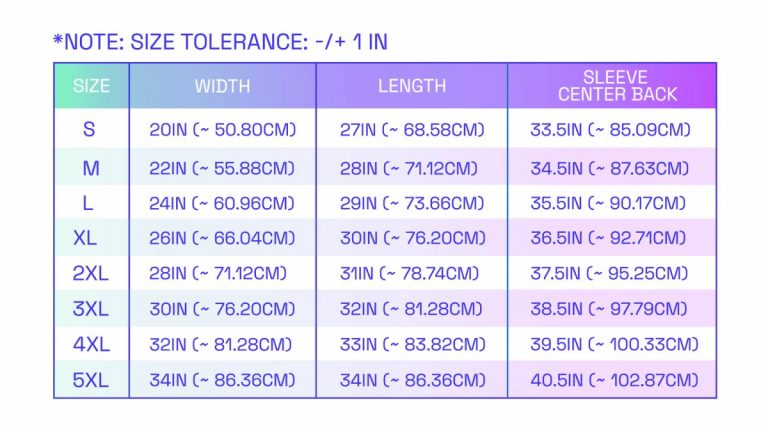 Crewneck Sweatshirt Size Guide