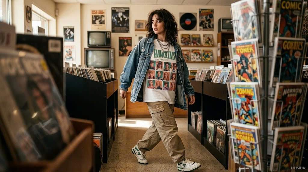 Stranger Things Hawkins Crew Character Grid Tee