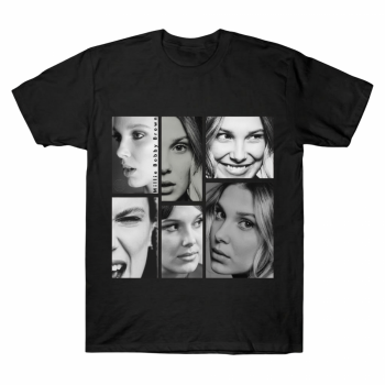 Millie Bobby Brown B&W Collage Graphic T-Shirt