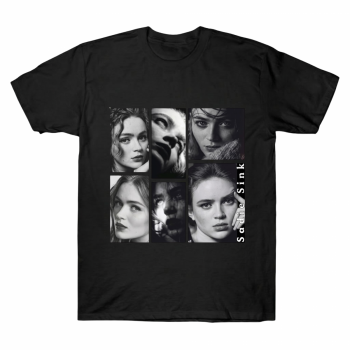 Sadie Sink Black and White Film Collage T-shirt