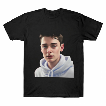 Noah Schnapp White Hoodie Cinematic Portrait Tee