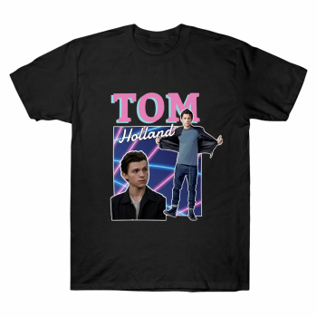 Tom Holland Neon Synthwave Retro Icon Style Tee