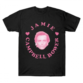 Jamie Campbell Bower Pink Retro Portrait Graphic Tee