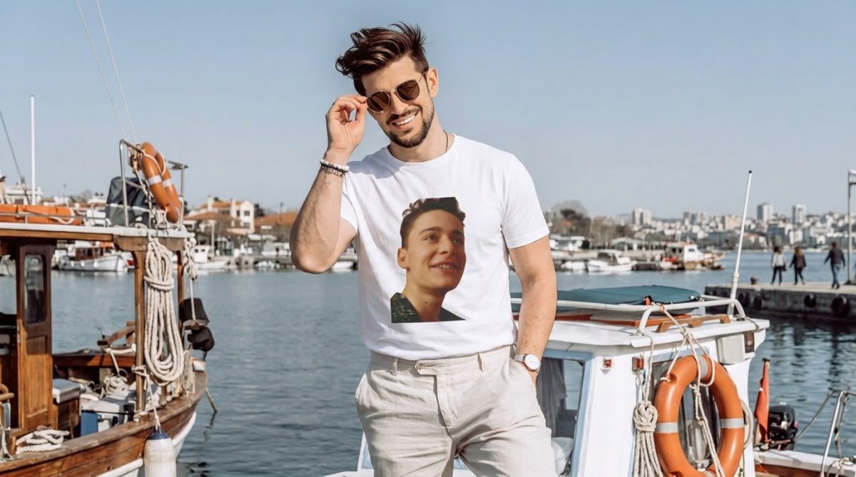 Noah Schnapp Cinematic Smiling Portrait Graphic Tee