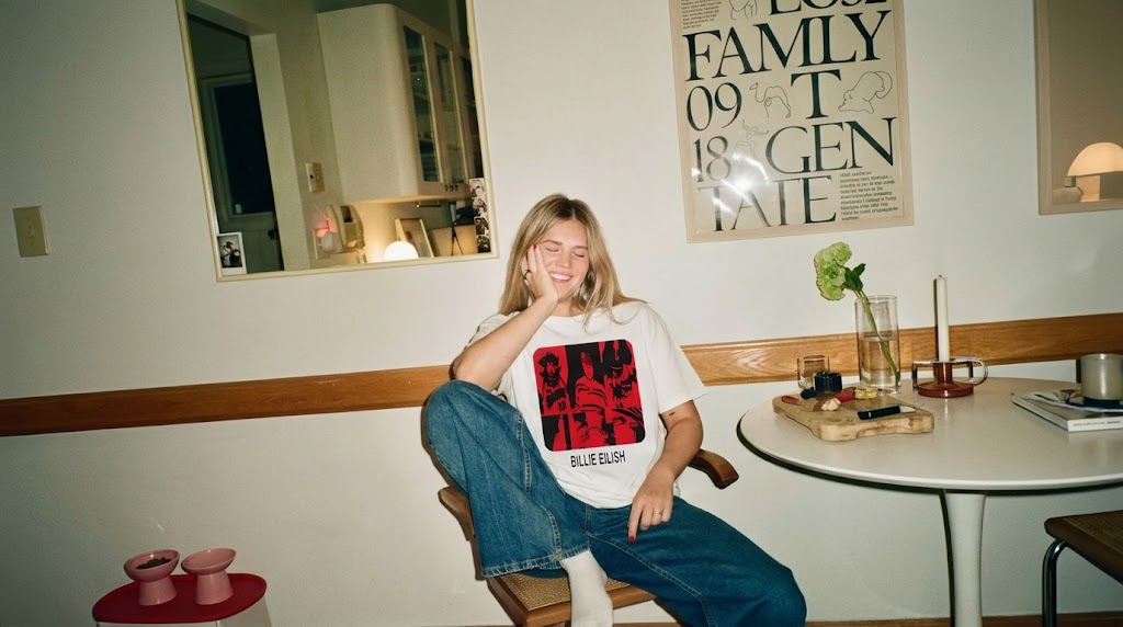 Billie Eilish Red Grid Mosaic Graphic Tee 4