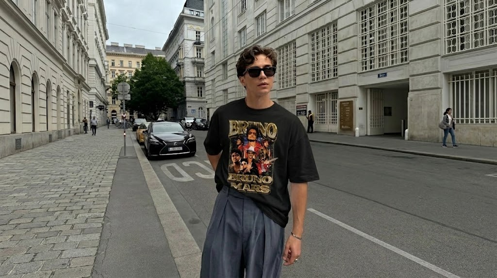 Bruno Mars Vintage Gold Metallic Graphic Tee