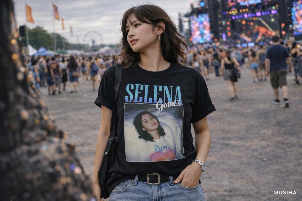 Selena Gomez Blue Script Vintage T-shirt