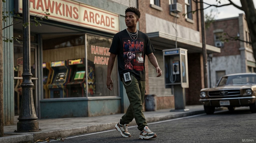 Stranger Things Eleven N Group Hero Panels Tee