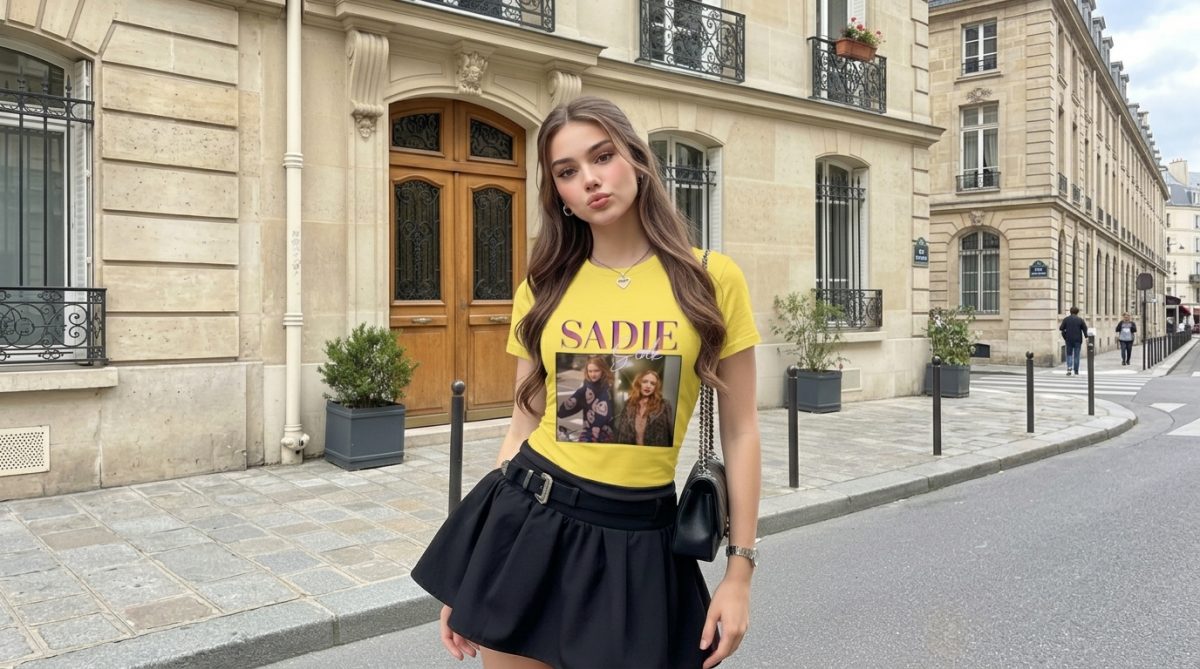 Sadie Sink Dual Photo Purple Graphic Tee 4 Sadie Sink Dual Photo Purple Graphic Tee