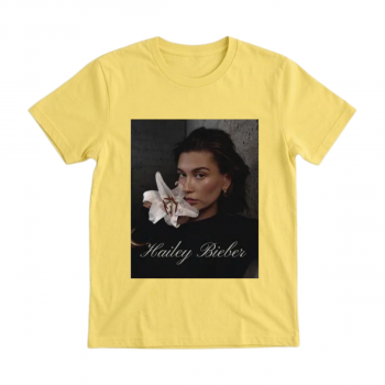 Hailey Bieber White Lily Portrait Graphic Tee