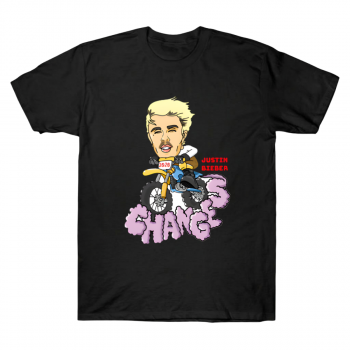 Justin Bieber Changes Motorbike Caricature Tee