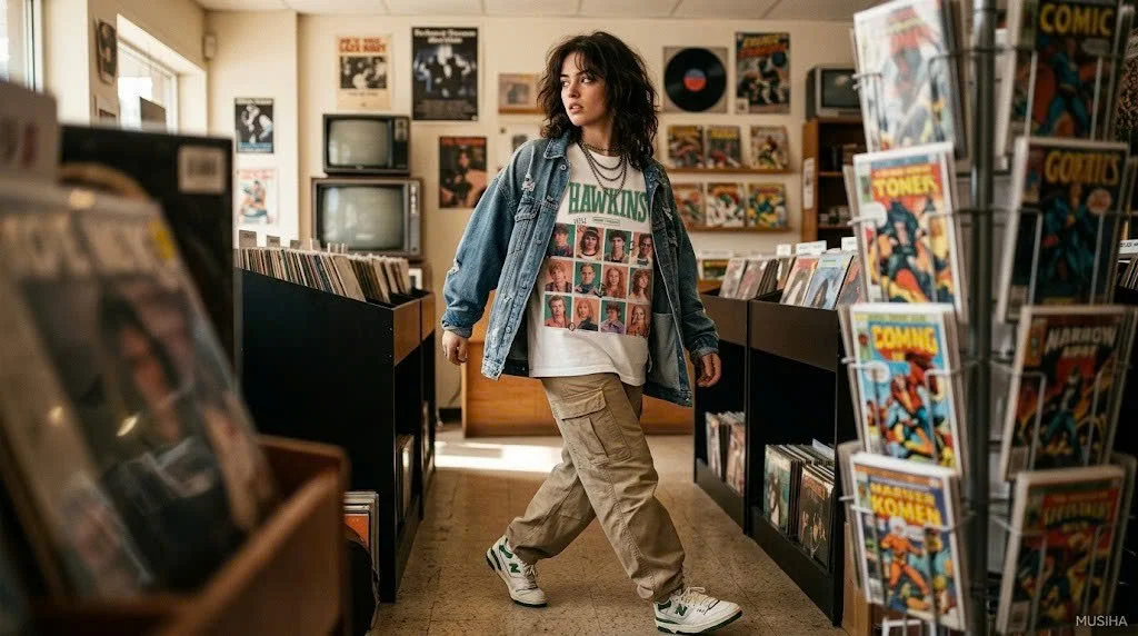 Stranger Things Hawkins Crew Character Grid Tee