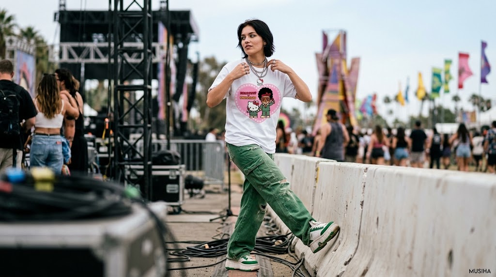 Bruno Mars Hello Kitty Iconic Heart Graphic Tee Back