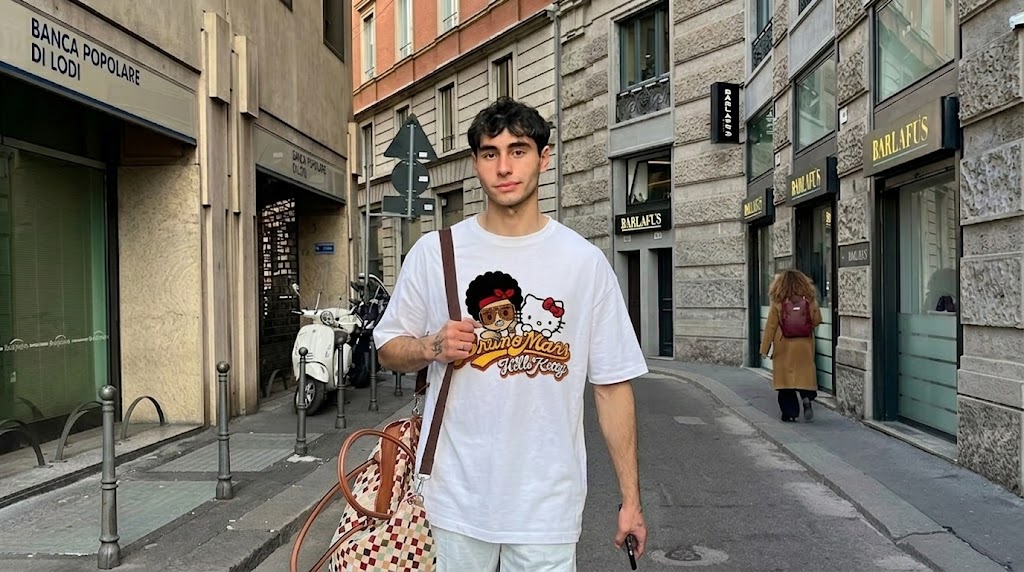 Bruno Mars Hello Kitty Retro Funk Graphic Tee 4 Bruno Mars Hello Kitty Retro Funk Graphic Tee Lifestyle