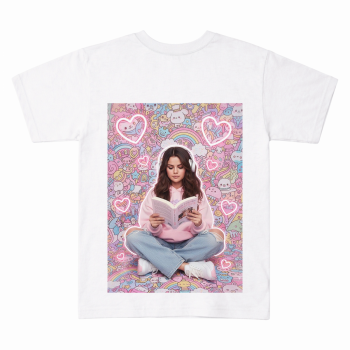 Selena Gomez Kawaii Doodle Reading T-shirt