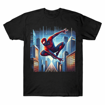 Tom Holland Spiderman Pixel Cityscape T-shirt