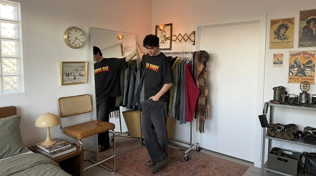 Bad Bunny Flame Typography Graphic Tee