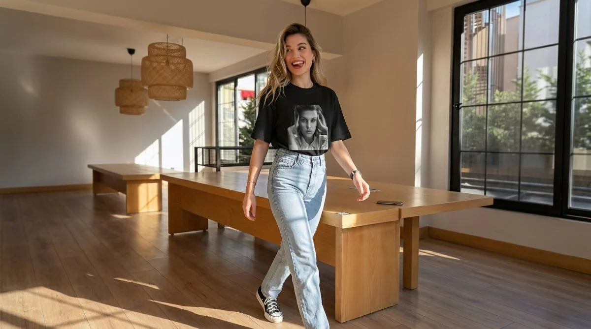 Millie Bobby Brown B&W Moody Portrait Graphic Tee