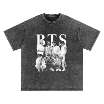 BTS Vintage Bangtan Group Acid Wash Graphic Tee