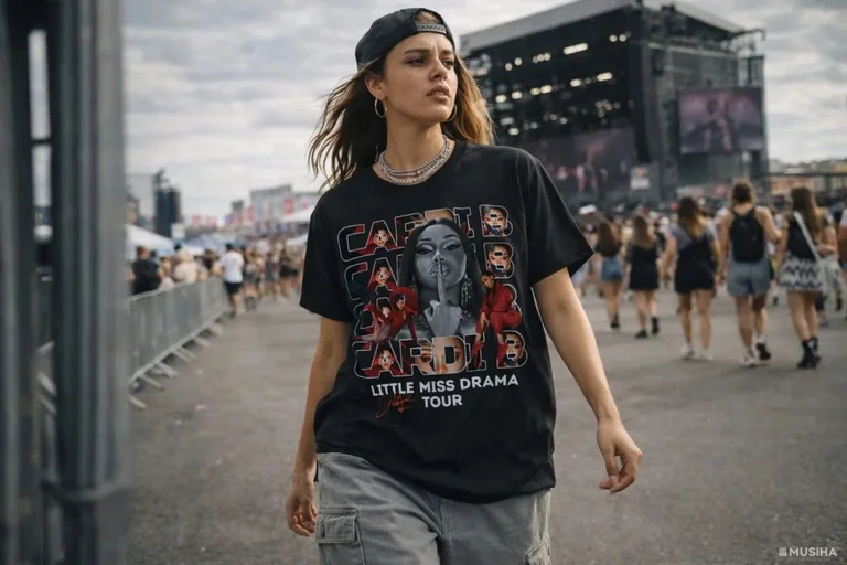 Cardi B Little Miss Drama Red Black Collage Tee