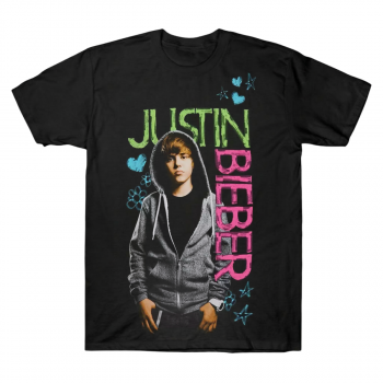 Justin Bieber Neon Doodle Portrait Graphic Tee