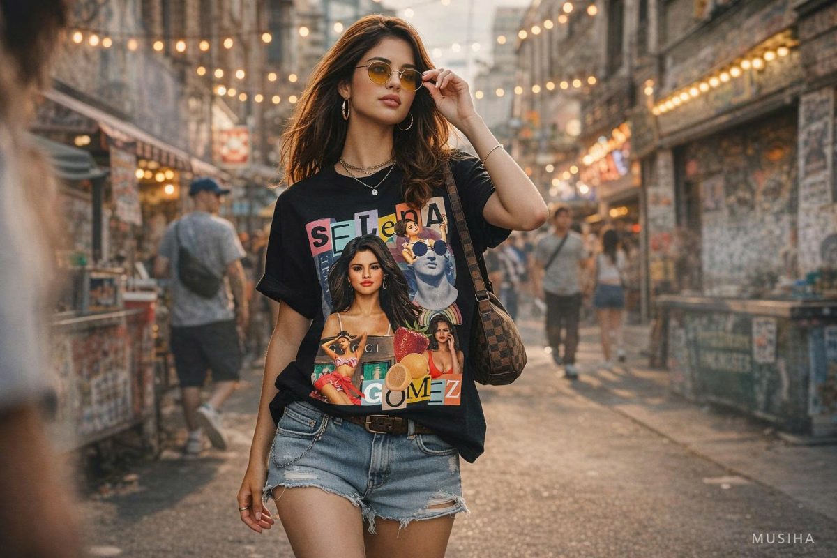 Selena Gomez Mixed Collage Artistic T-shirt