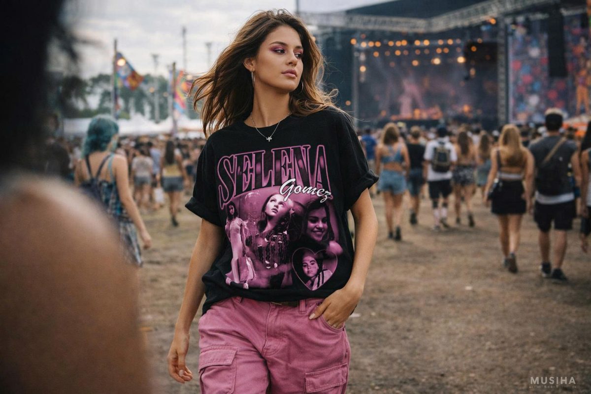 Selena Gomez Pink Retro Collage T-shirt