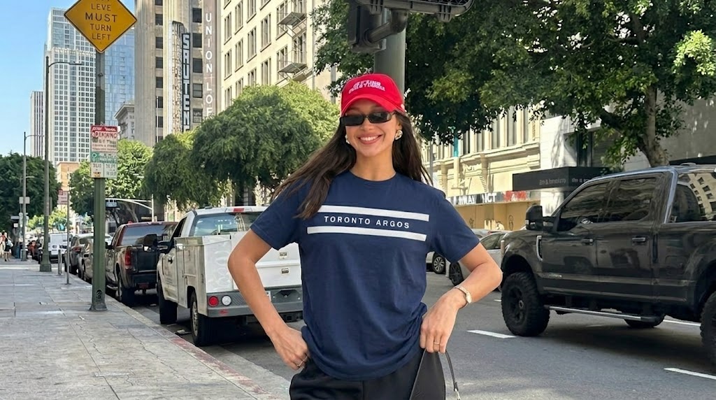 Hailey Bieber Toronto Argos Vintage Striped Tee
