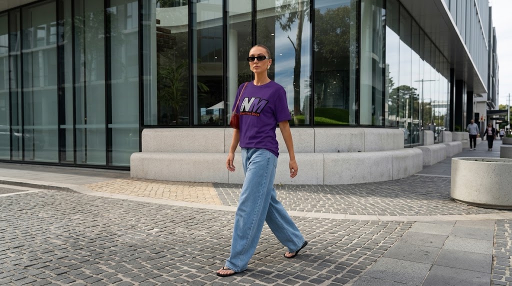 Hailey Bieber Napa NM Purple Graphic Tee