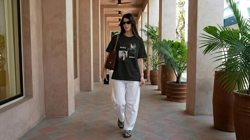 Hailey Bieber Vintage Black N White Portrait Tee