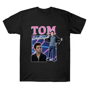 Tom Holland Neon Synthwave Retro Icon Style Tee