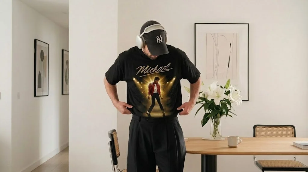 Michael Jackson Thriller Era Gold Signature Tee