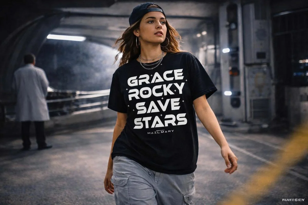 Project Hail Mary Grace Rocky Save Stars Tee