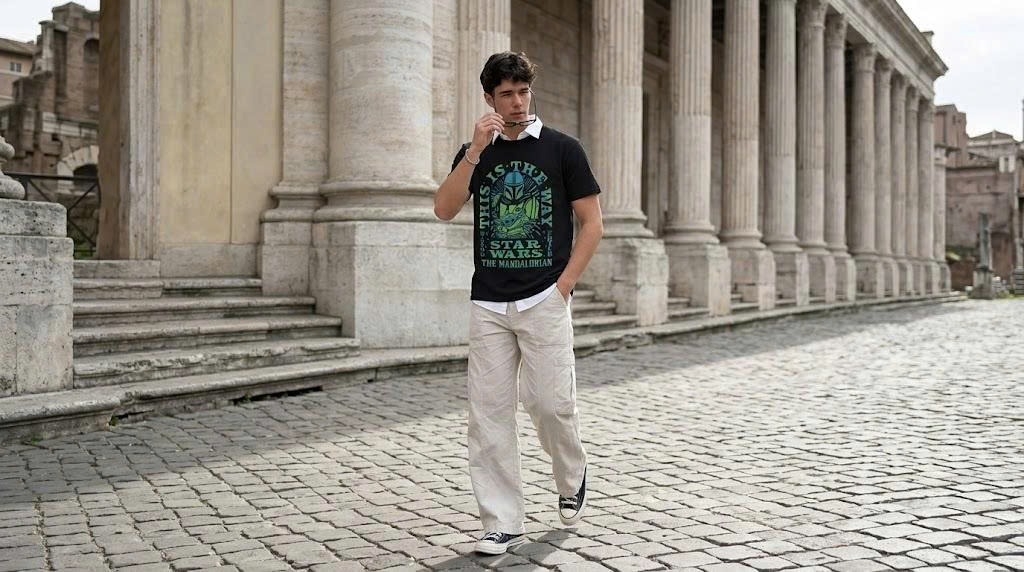 The Mandalorian And Grogu Vibrant Retro Arch Tee