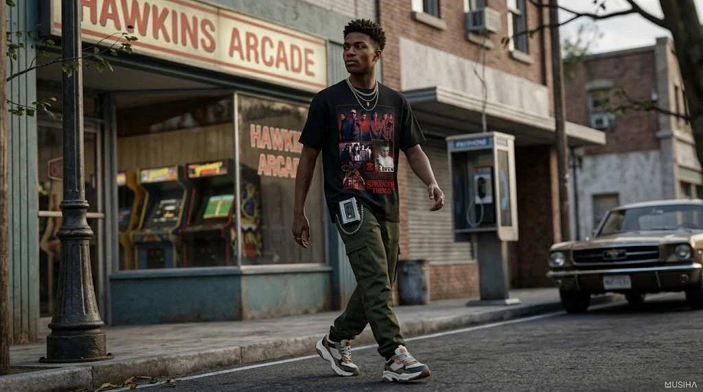 Stranger Things Eleven N Group Hero Panels Tee