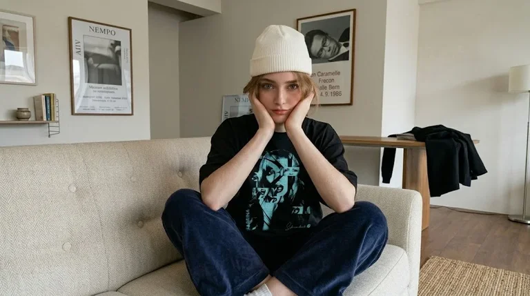 Sabrina Carpenter Blue Mosaic Portrait Aesthetic T-Shirt