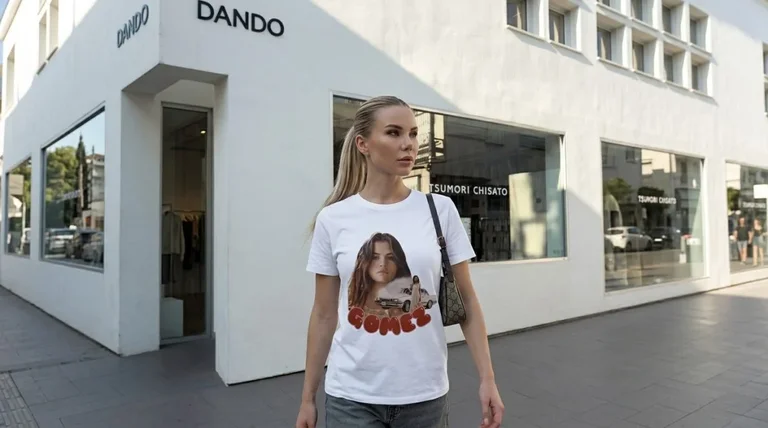 Selena Gomez Retro Style Bubble Letter Graphic T-Shirt